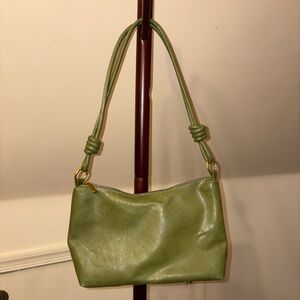 Green Faux Leather Shoulder Bag